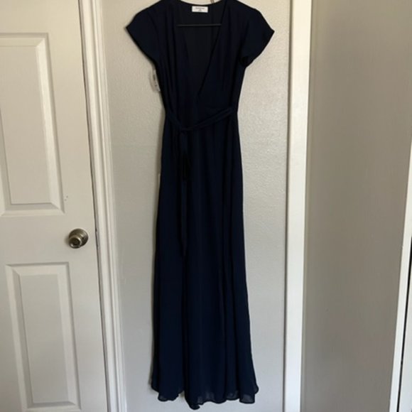 Navy, formal wrap dress, XXS - Picture 2 of 2